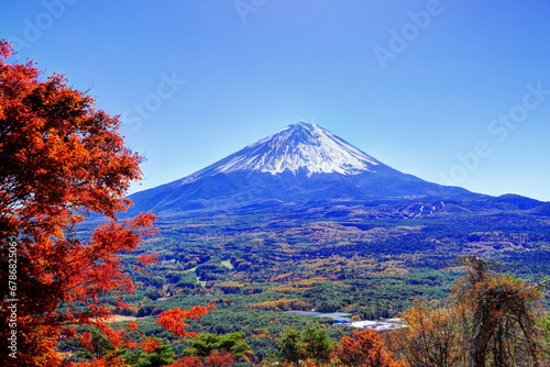 紅葉台からの紅葉と富士山