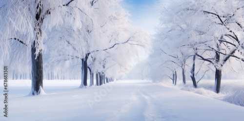 Winter beautiful landscape with trees covered with snow
