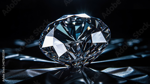 Clear diamond on black background