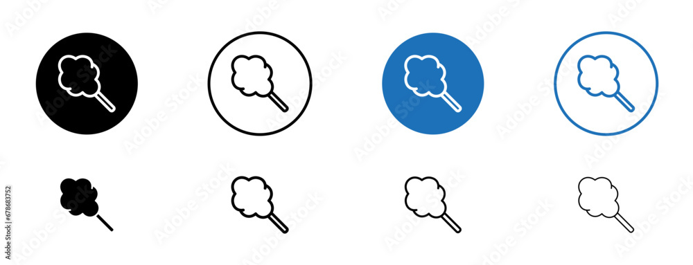Cotton candy vector illustration set. Sugar candyfloss icon in black ...