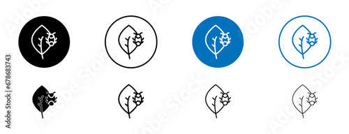 Plant pests vector illustration set. Crop damaging insect icon in black and blue color