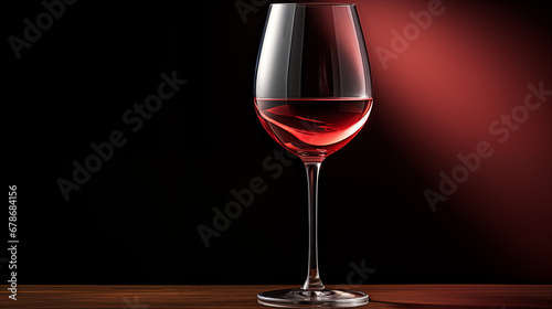 Glass of red wine on the table on a black-red background