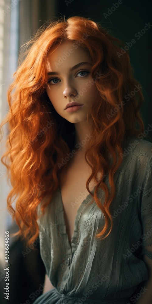 portrait of a beautiful young woman with thick red hair portrait of a beautiful young woman with thick red hair