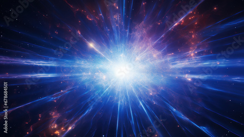 Supernova star explosion in the deep space