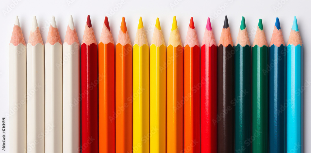 Set of colored pencils isolated on white background, top view.generative ai
Set of colored pencils isolated on white background, top view.generative ai