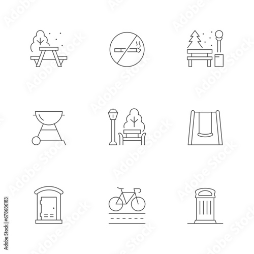 Set line icons of park