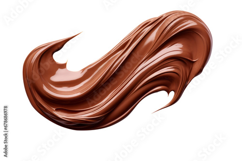 Smear of tasty chocolate paste on white background, top view.generative ai 