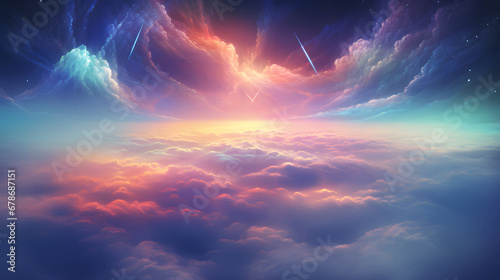 Neon_rainbow_in_the_clouds_vibrant_and_glowing  SKY GENERATIVE AI 