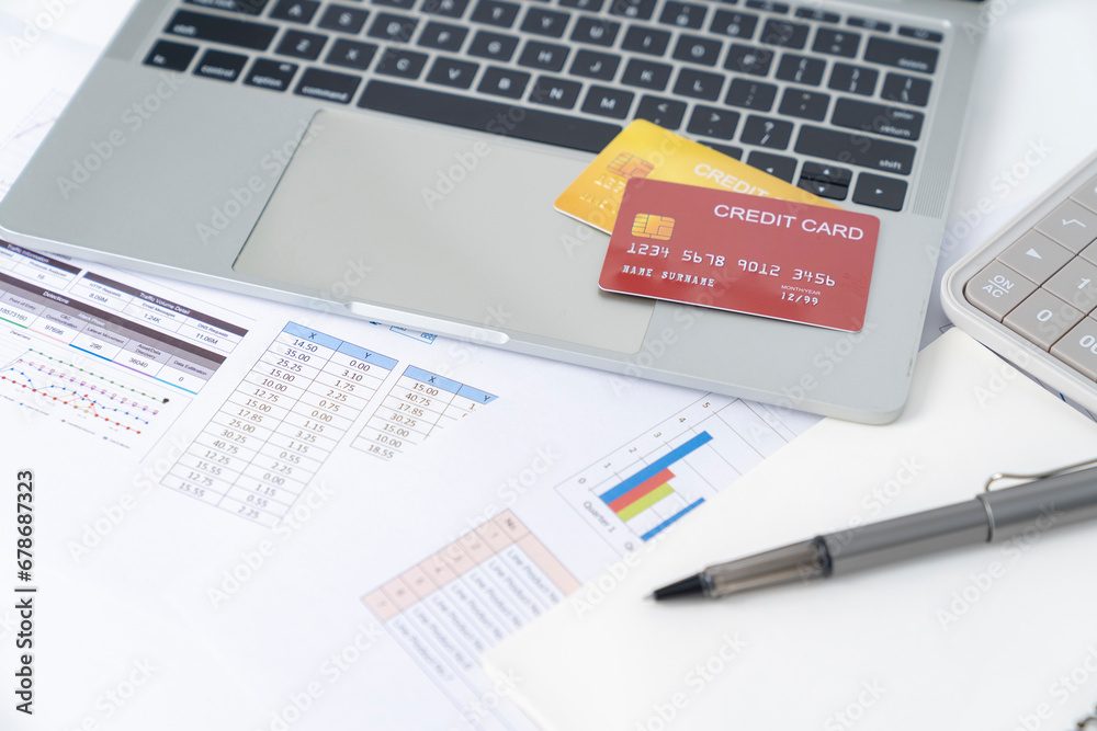 credit card on office desk, Financial concept credit card on office desk, Financial concept