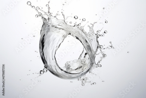 Splash of water or other transparent liquid swirled isolated on light background.generative ai 
