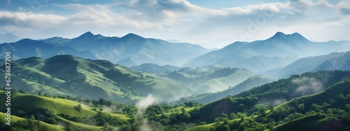 A great green mountain peek on a clear sunny day