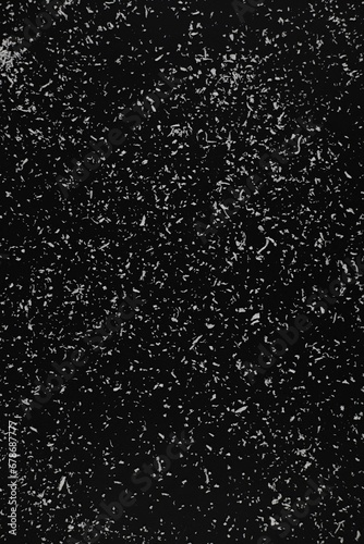 background. black background with white splashes of different sizes and shapes. artificial snow