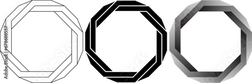 Regular octagon impossible shape icon set