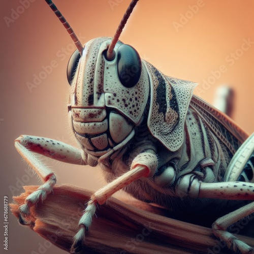 grasshopper on a leaf macro insect background © Deanmon