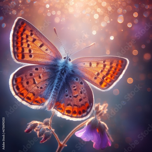 butterfly on flower macro insect background © Deanmon