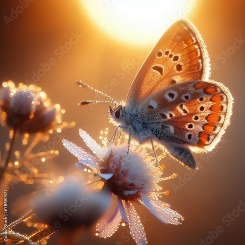 butterfly on flower macro insect background © Deanmon