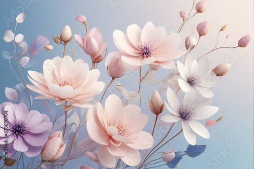 Beautiful Magnolia flowers in soft pastel colors and blur style for abstract floral background.