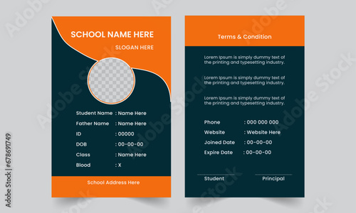 corporate Modern and simple business id card design. Employee Id card for your company. Professional employee identity badge with man avatar Office Id card,school id card Design.