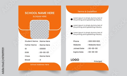 corporate Modern and simple business id card design. Employee Id card for your company. Professional employee identity badge with man avatar Office Id card,school id card Design.