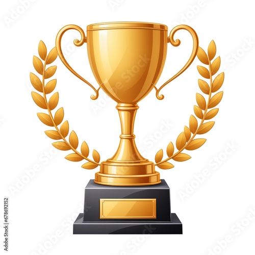A Symbol of Victory: Cartoon Trophy Isolated on White