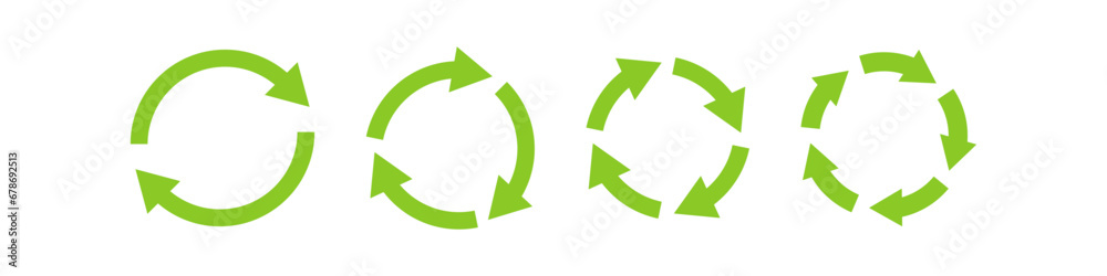 Recycle vector icon set. Arrows recycles eco green symbol. Recycle vector icon set. Arrows recycles eco green symbol.