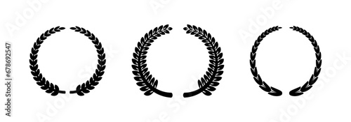 Laurel wreath vector icon collection. Set of black laurel wreaths.