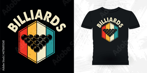Funny Billiards Game Gift Retro Vintage Pool Player T-shirt Design