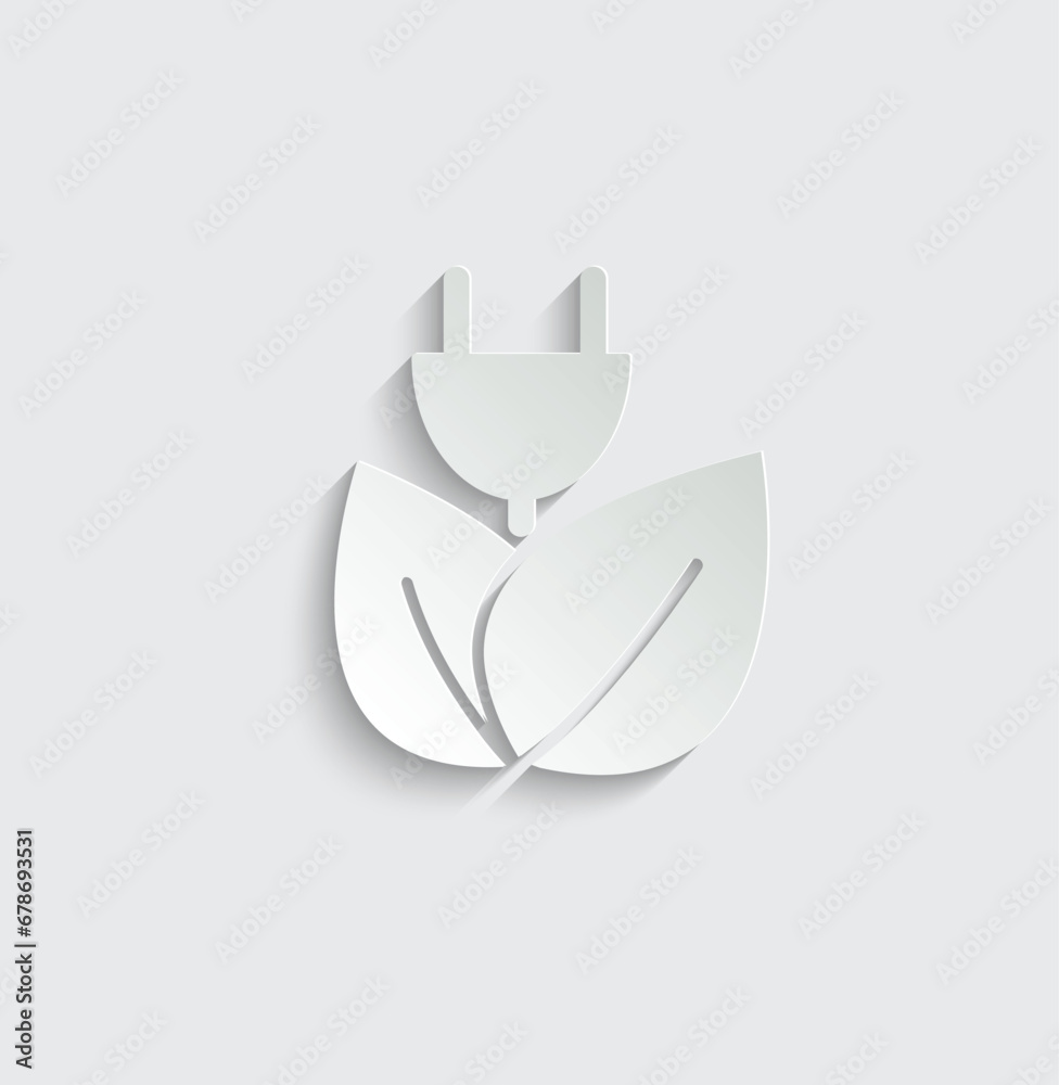 Eco plug with leaf icon electric plug vector icon ecology energy Eco plug with leaf icon electric plug vector icon ecology energy