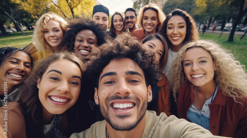 Students of Diverse Ethnicities Sharing a Selfie