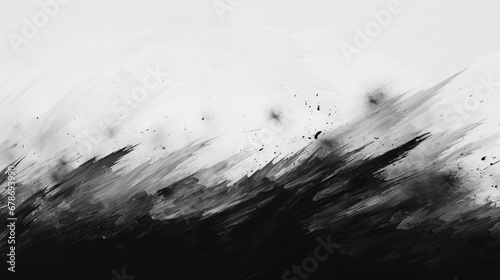 Black and white abstract paint brush wallpaper. 4k background with paint splatters, brushstrokes, clean minimal textured wallpaper photo