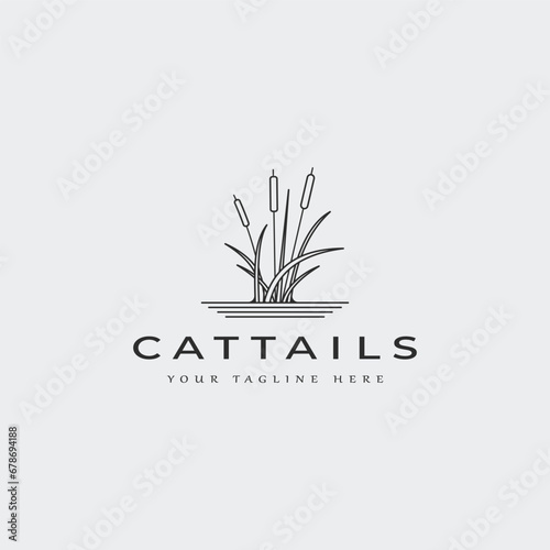 cattails vintage logo vector illustration template graphic design