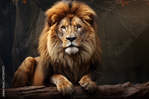 Lion, Professional photo, national geographic style, background, minimalistic  © czphoto