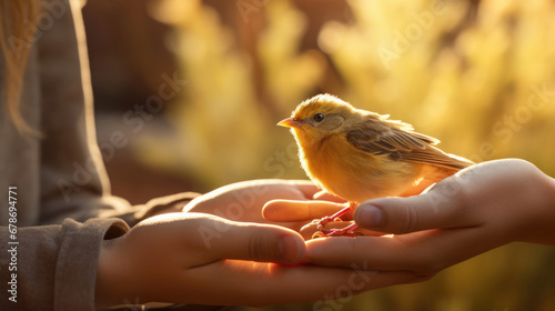 A foster volunteer providing gentle care to a fragile rescued bird © basketman23