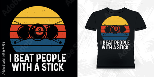 Funny Billiards Game Gift Retro Vintage Pool Player T-shirt Design