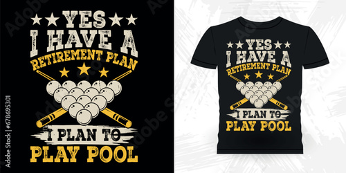 Funny Billiards Game Gift Retro Vintage Pool Player T-shirt Design