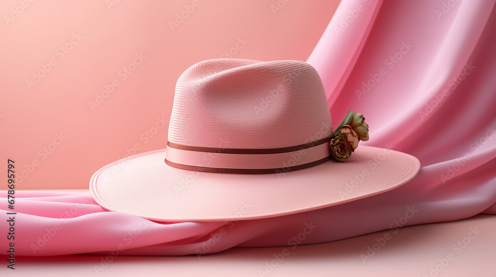 Large women`s hat, pastele colour, High resolution created with Generative Ai Large women`s hat, pastele colour, High resolution created with Generative Ai