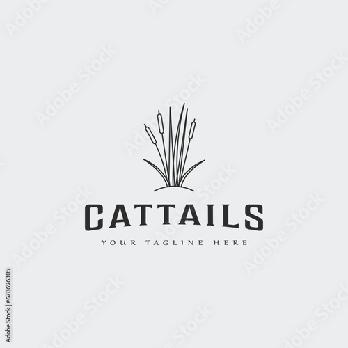 cattails line art logo vector illustration template graphic design