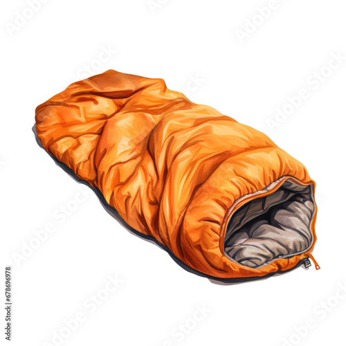 Hiking sleeping bag watercolor isolated on transparent background, png