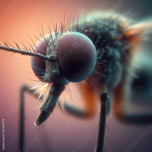 close up of a mosquito on a  ground macro insect background © Deanmon