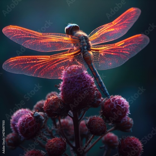 dragonfly on flower macro insect background © Deanmon