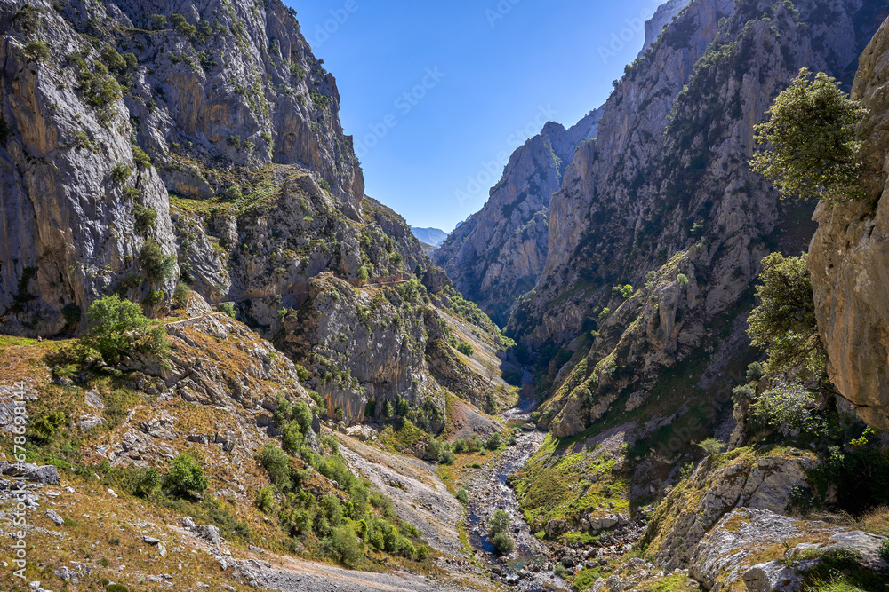 Cares route located between the province of León and Asturias, in the Picos de Europa national park. In Asturias, Spain.