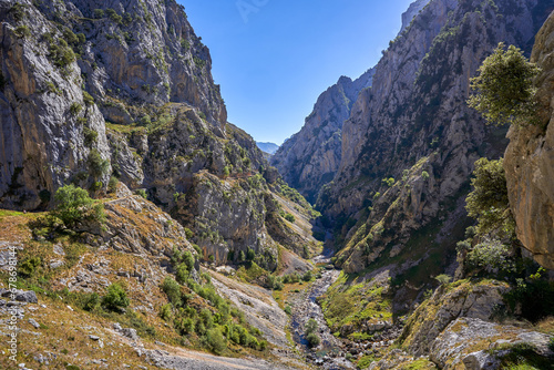 Cares route located between the province of León and Asturias, in the Picos de Europa national park. In Asturias, Spain.