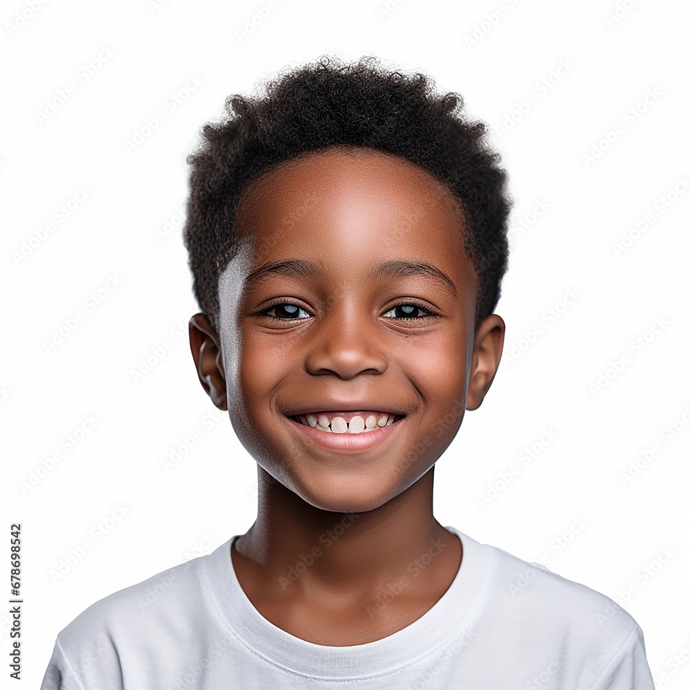 portrait of a cute smiling african american boy wearing a shirt. emotional portrait. on a white background portrait of a cute smiling african american boy wearing a shirt. emotional portrait. on a white background