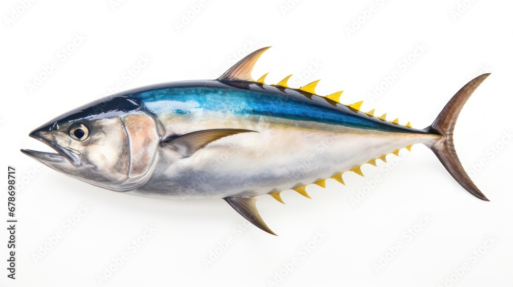 Tuna fish on a white background.