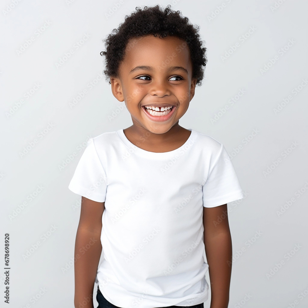 portrait of a cute smiling african american boy wearing a shirt. emotional portrait. on a white background portrait of a cute smiling african american boy wearing a shirt. emotional portrait. on a white background