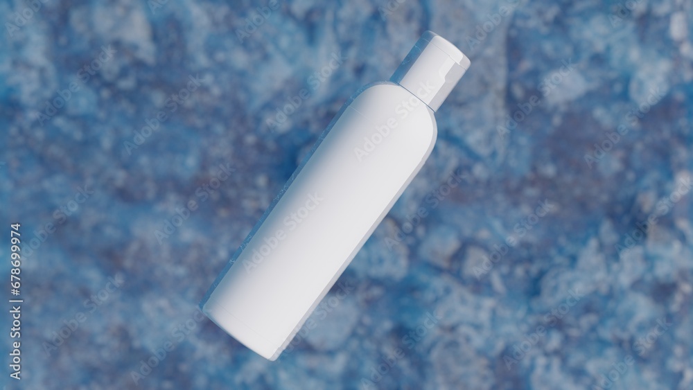Cosmetic on light blue transparent calm water texture with waves in sunlight. Abstract nature background for product presentation. Flat lay cosmetic mockup Cosmetic on light blue transparent calm water texture with waves in sunlight. Abstract nature background for product presentation. Flat lay cosmetic mockup
