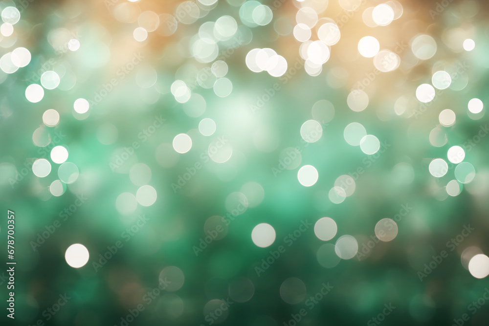 Abstract blur bokeh banner background. Silver bokeh on defocused green background Abstract blur bokeh banner background. Silver bokeh on defocused green background