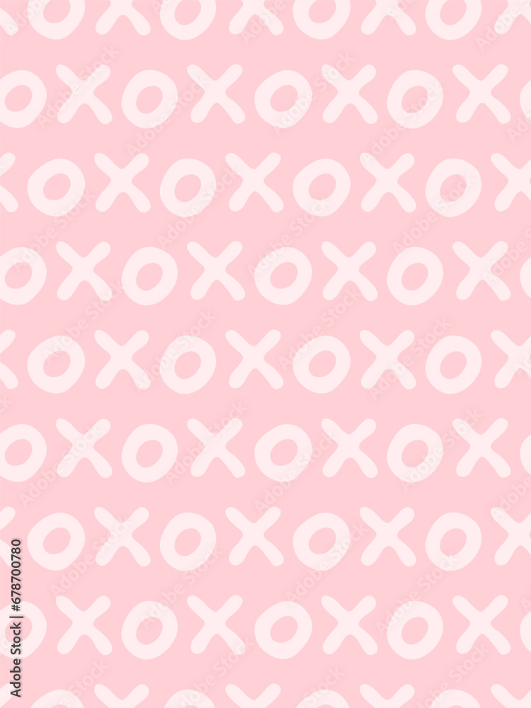 Seamless vector pattern with xoxo text. Valentine's day background, cover template. 