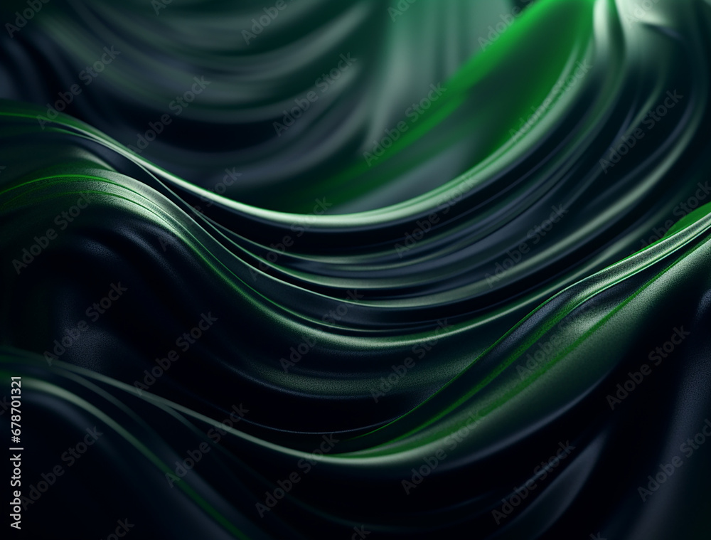 a dark background with green and black swirls, in the style of made of liquid metal, flowing draperies, soft edges and blurred details created with Generative Ai a dark background with green and black swirls, in the style of made of liquid metal, flowing draperies, soft edges and blurred details created with Generative Ai