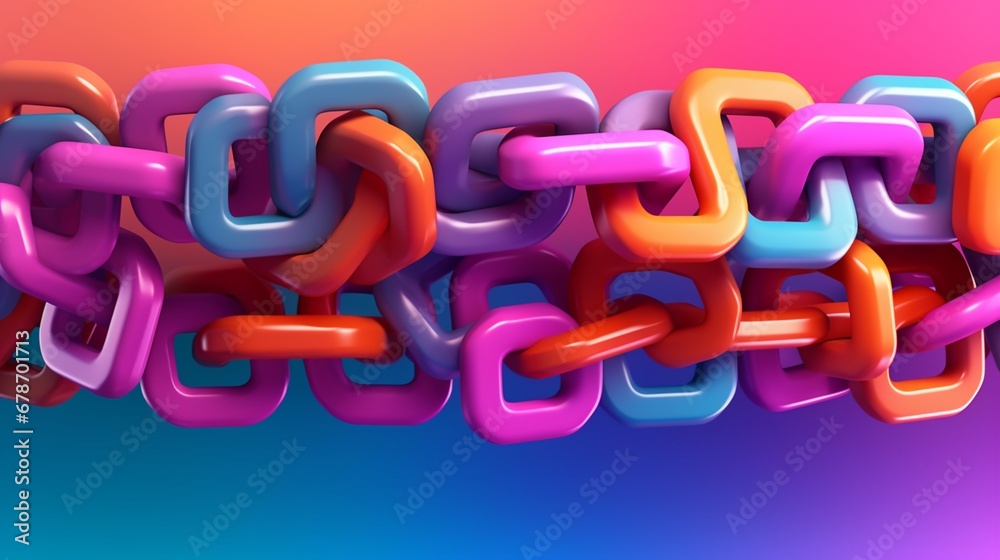 Blockchain link banner in 3D cartoon plastic style.Generative AI Blockchain link banner in 3D cartoon plastic style.Generative AI
